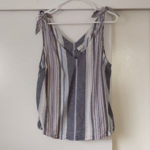 Linen tank top with tie straps